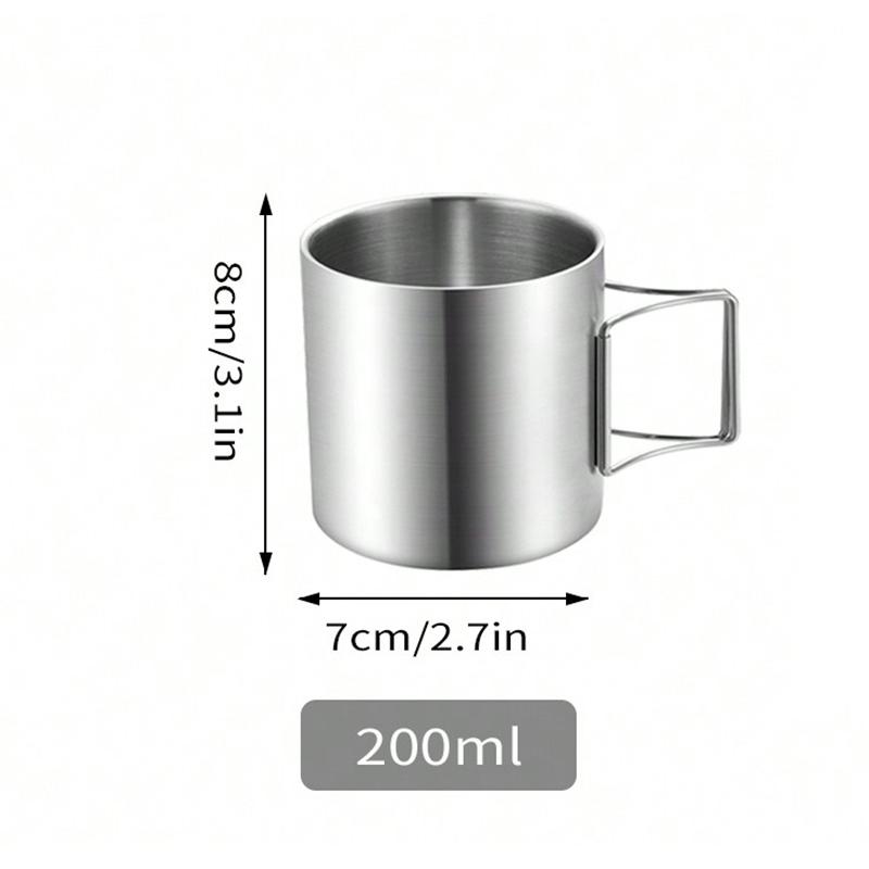 

Leeseph Кемпинговая кружка из нержавеющей стали со складными ручками для кемпинга на открытом воздухе, пешего туризма, рыбалки, охоты