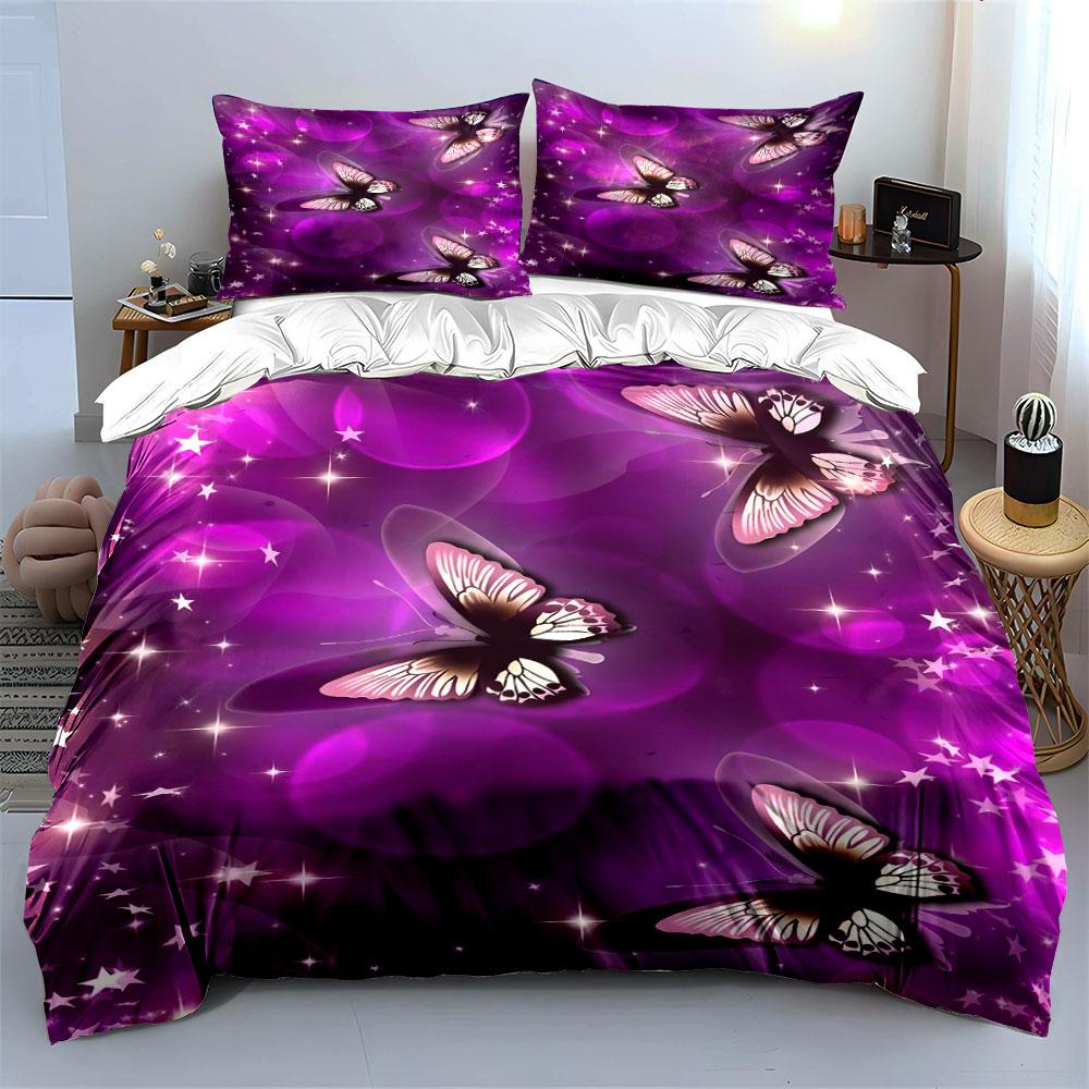 Butterfly Design Three-Piece Set Multiple Sizes Kid'S And Adults' Bedroom Exquisite 3Pc Bedding Set, Gift