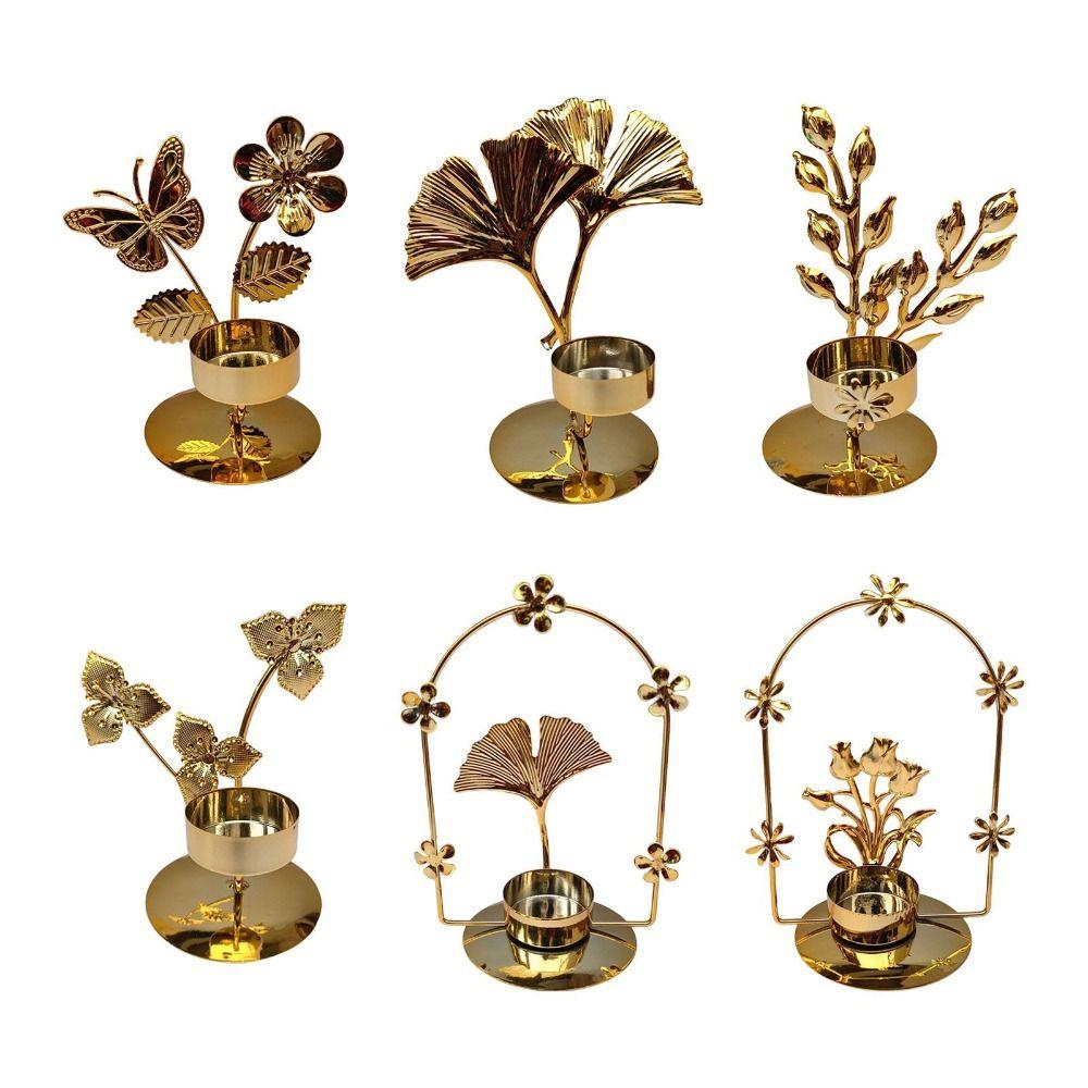 Exquisite Nordic Candle Holder Light Luxury Metal Candlestick Ginkgo Candle Holder  Living Room