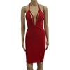 Vestido Feminino Sexy de Festa/Cocktail Estilo Europeu Sem Mangas Decote em V Profundo Bodycon