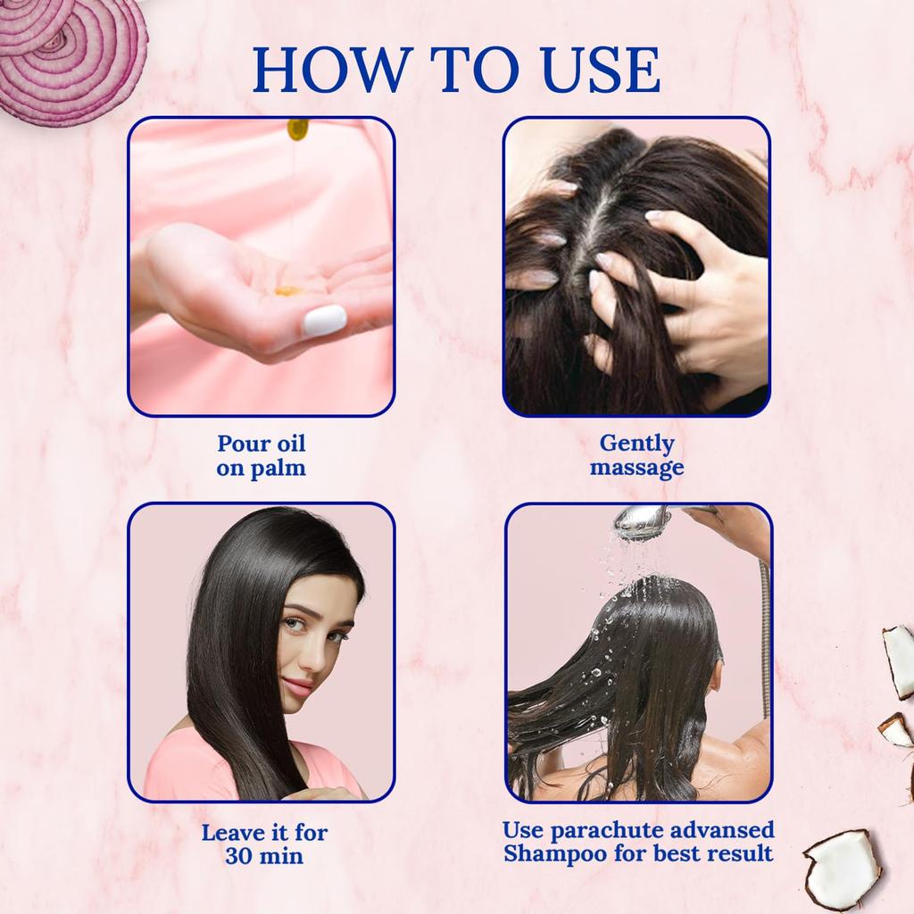 PARACHUTE Advansed Onion Hair Oil For Hair Growth & Hair Fall Control With Coconut & Vitamin E – 200ml Nourishing Scalp Care