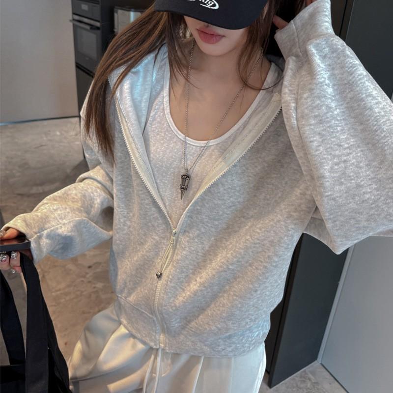 Womens Oversized Hooded Zip-Up Coat Winter Thick Warm Casual Jacket Plain Solid Color