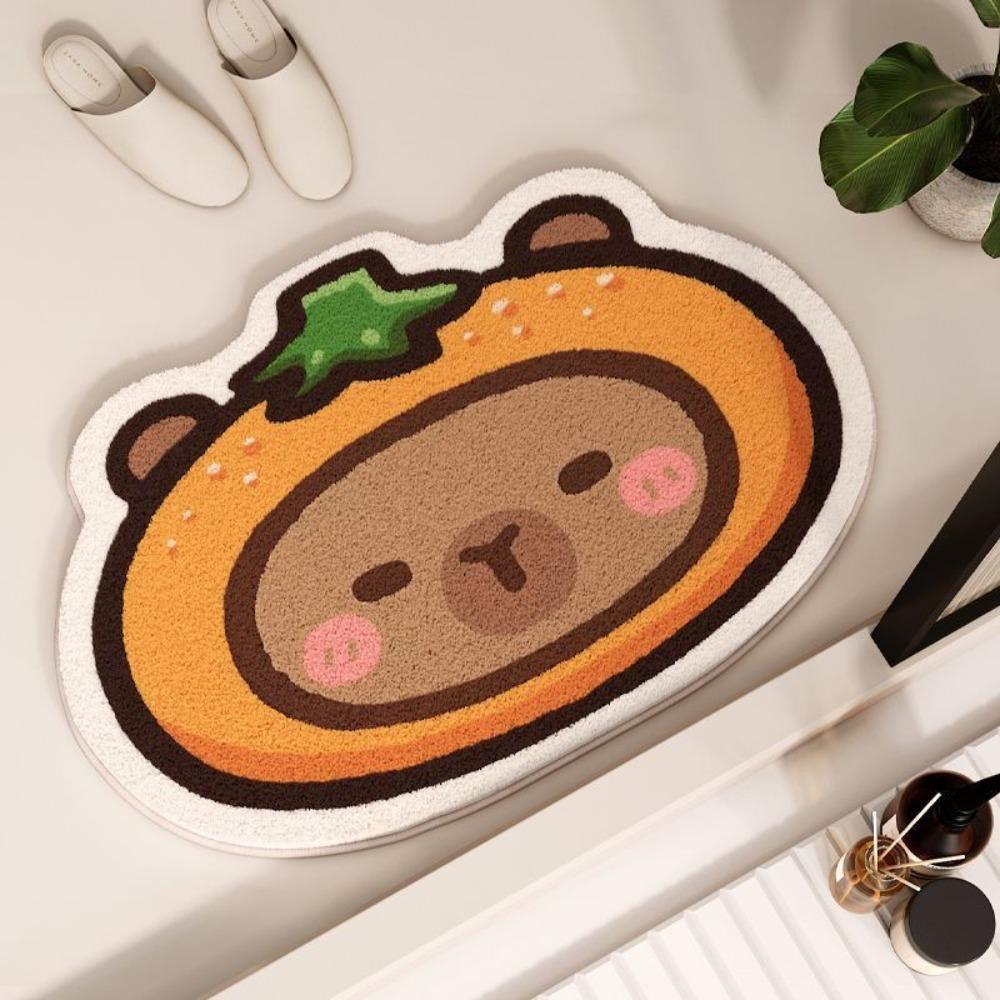 Kawaii Capybara Floor Mat Non-slip Water Absorption Bath Mat Soft Carpets Living Room Decor