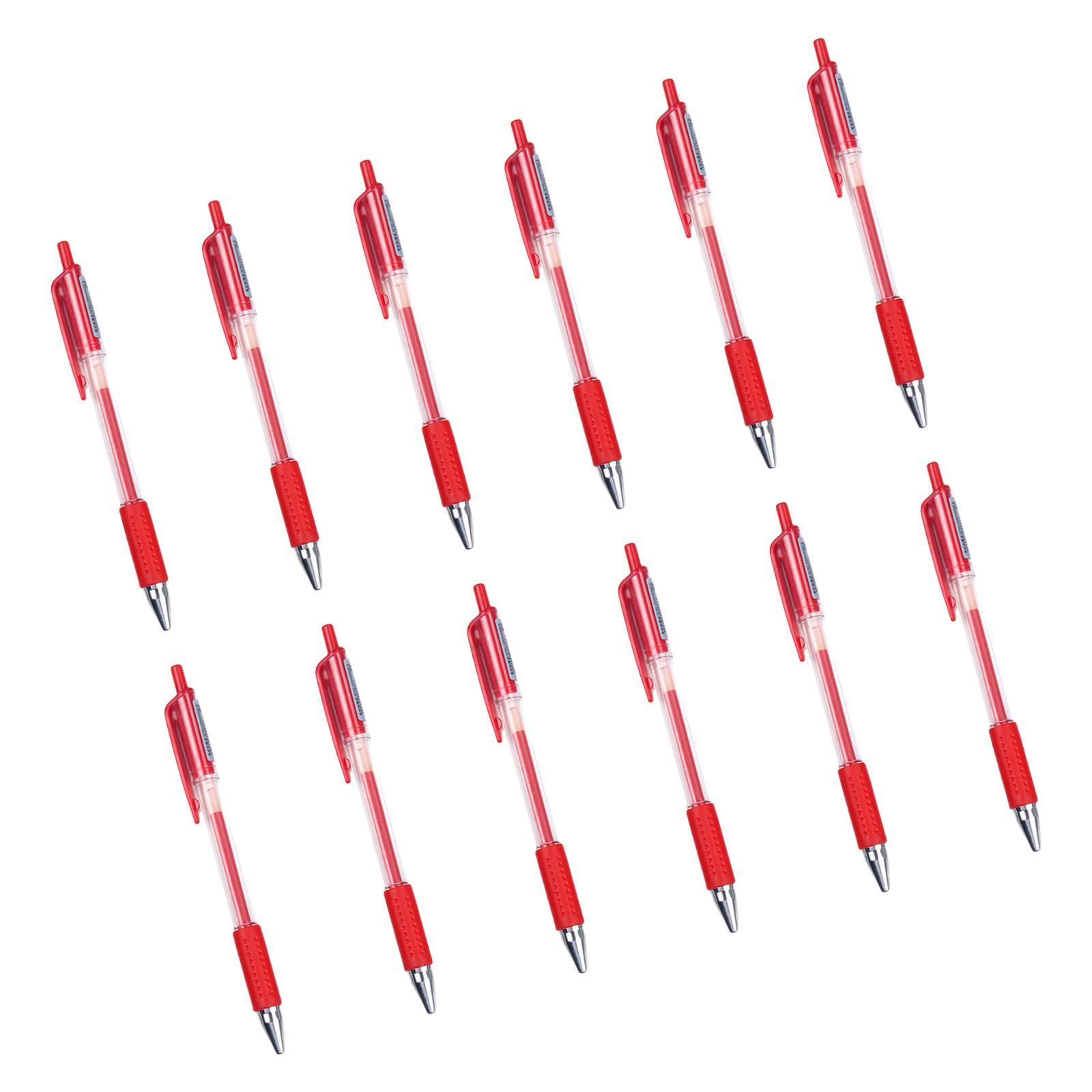 

12 шт. гелевая ручка 0,5 мм, выдвижная ручка, нейтральная ручка, эстетичная канцелярская ручка, ручка для плавного письма, ручка с гелевыми чернилами, ручка для ведения дневника A красный