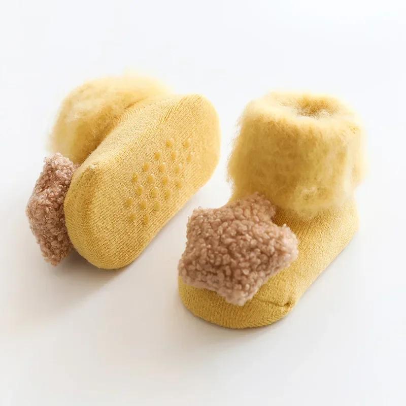 Autumn Winter Velvet Thickening Plush Keep Warm Cute Baby Socks for Girls Boys Toddler Newborn Anti Slip Home Floor Stockings