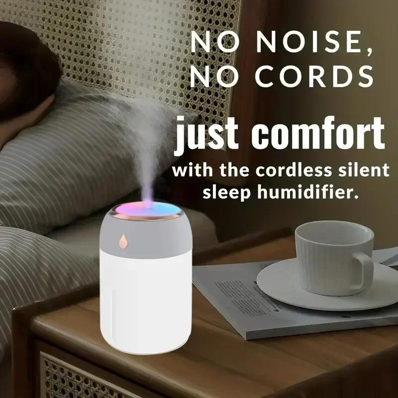 Mini Humidifier USB Plug Nanoscale Silent Streaming Ambient Light 330ML Mist Adjustable Portable For Car Office Household