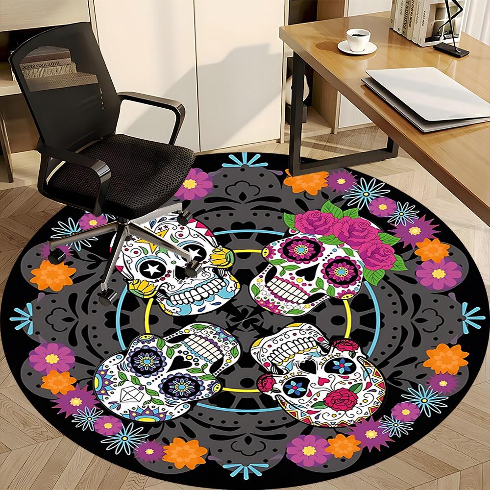 1PC Sugar Skulls Chair Carpet for Office Non-Slip, Lightweight, Machine Washable Rug for Office, Sleeping, Room - Holiday Decoryy251009068