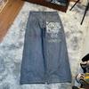 Mens Y2K Retro Loose Fit Denim Pants High Street Casual Punk Wide Leg Jeans Cotton Blend Mid-Rise Straight Cut