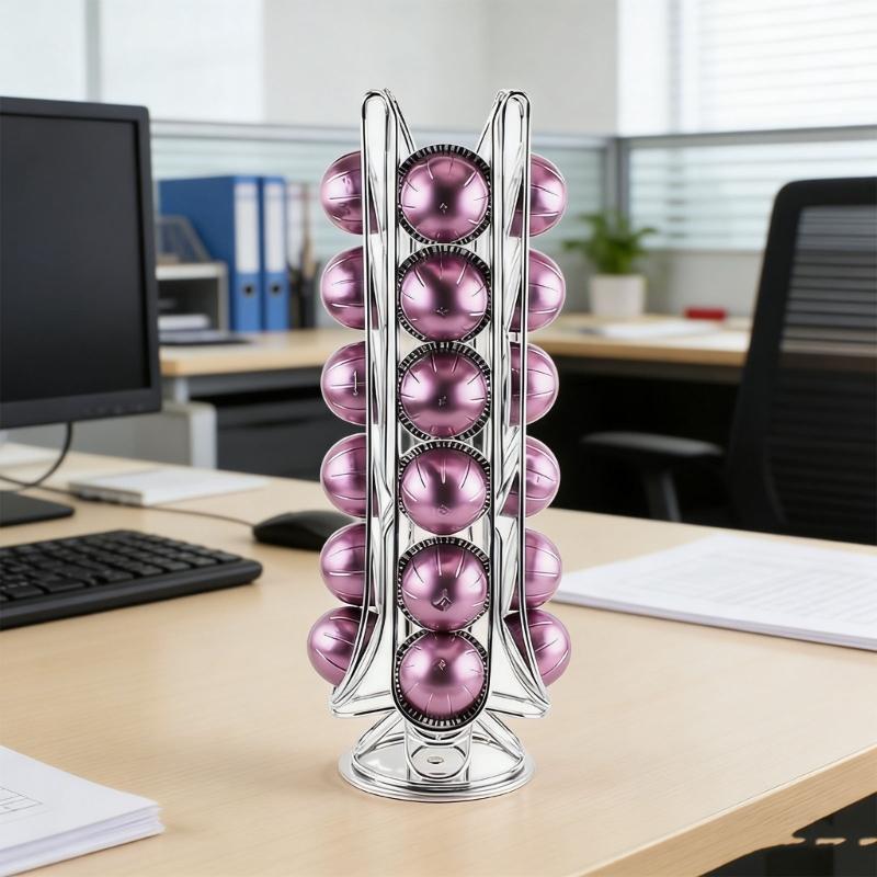 Small Turn Coffee Portion Display Holds 24 Divisions In Sparkling Metal Design Perfect For Small Locations