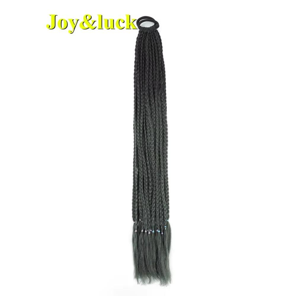 24 Zoll Ombre Yaki Straight Synthetische Haarverlängerungen Mädchen Farbe Geflochten Zopf Gummiband Box Braid