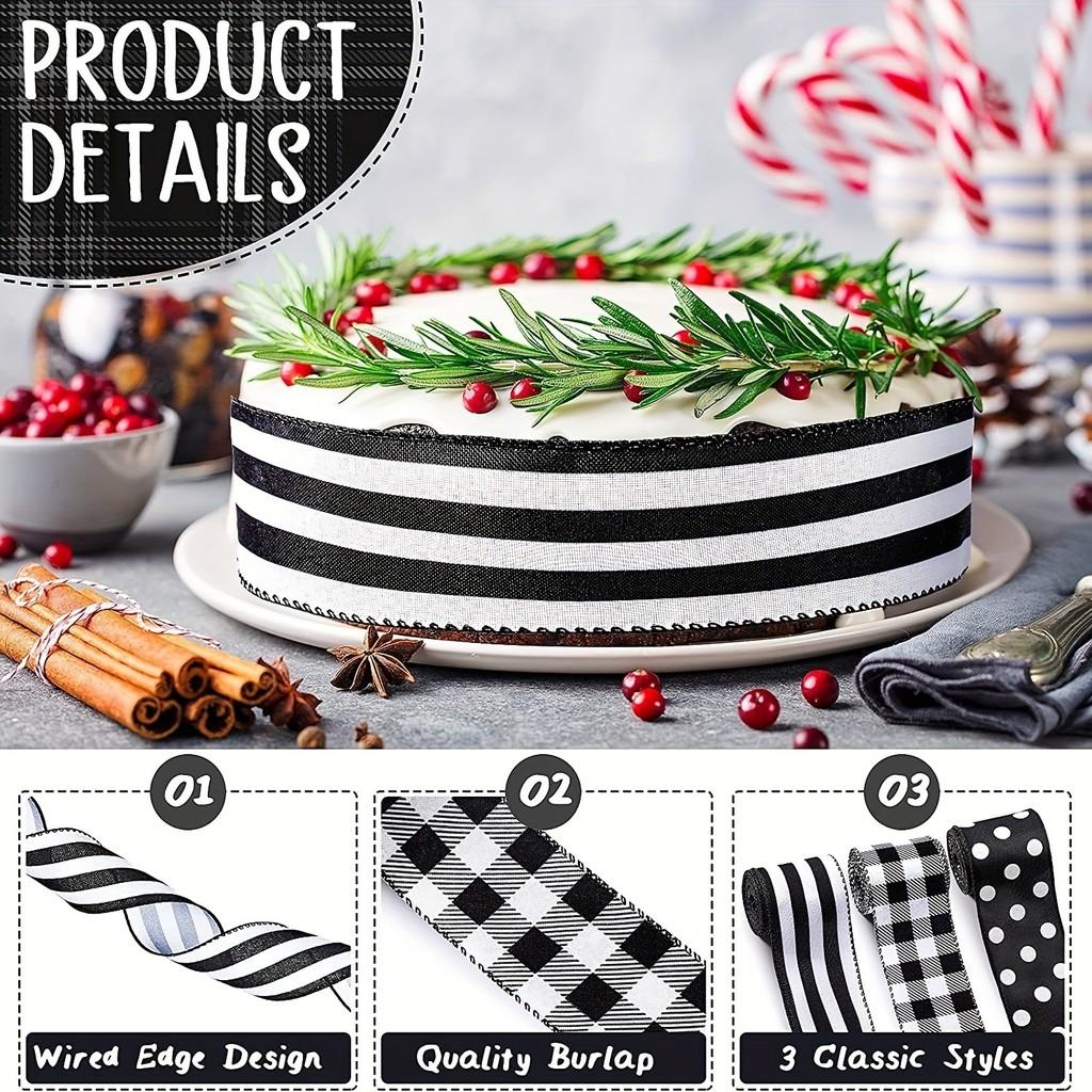 Unique Style European Black And White Ribbon With Stripes And Dots Crafts For
