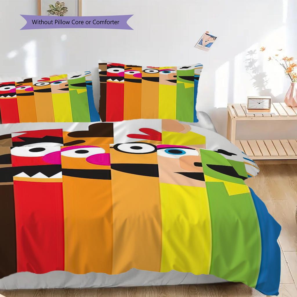1PC Sesame Street pattern Bedding Quilt Set Quilt Cover Pillowcase Home Decoration Birthday Gift (1 * duvet cover + 2 * pillowcase, without core)