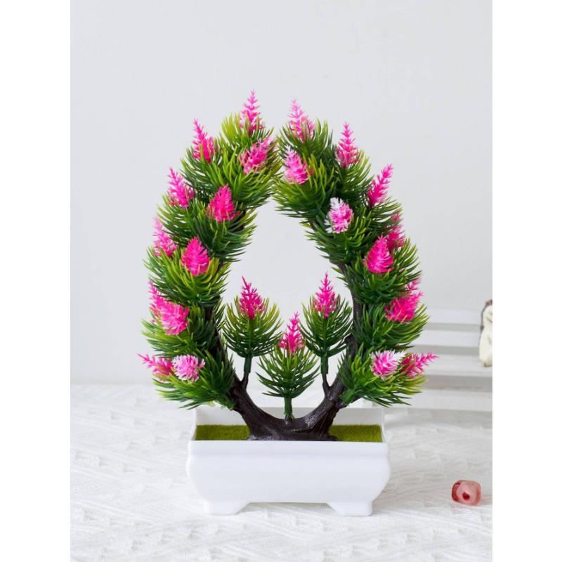 

1шт пластиковый искусственный цветок в горшке, современный поддельный орнамент в горшке для украшения стола