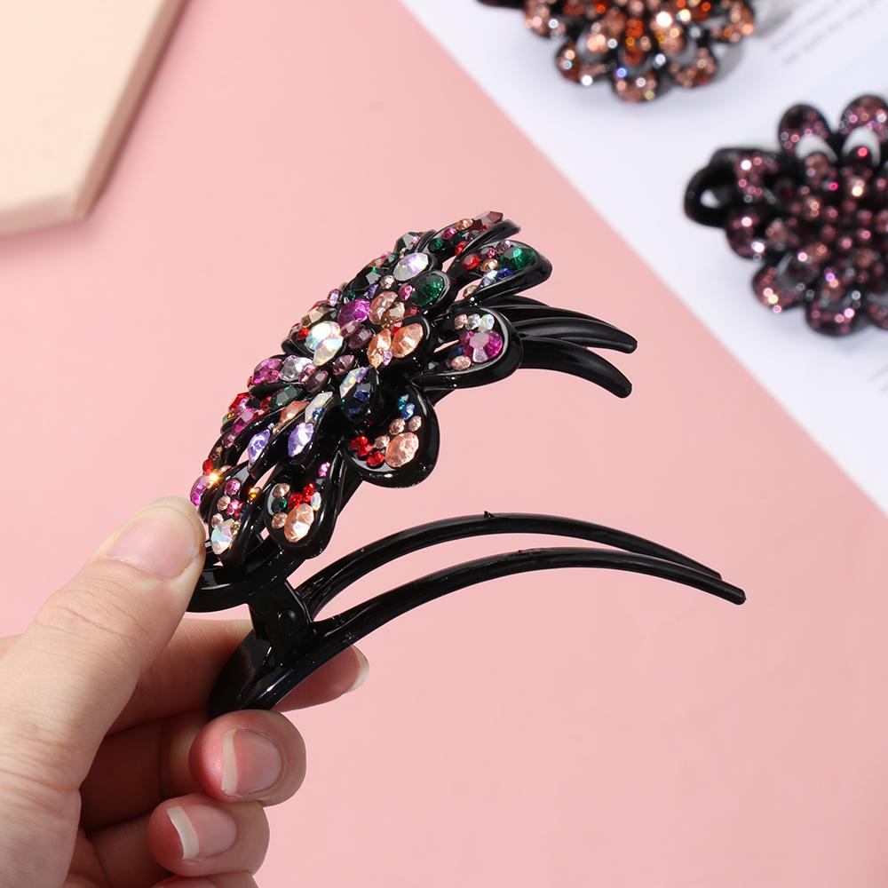 Hair Claws Headwear Accessories Dovetail Duckbill Pins Hairpins Rhinestone Hair Clip Crystal Flower