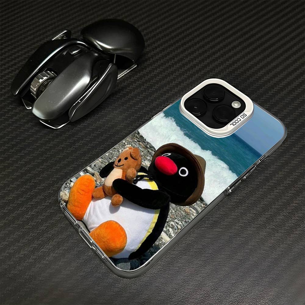 

Happy P-Pingu Penguin Funny Phone Case For iPhone17,16,15,14,13,12,11 Plus,Pro Max White Matte Shockproof Cover iPhone12PROMAX
