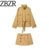 Zbzr Autumn New Women Clothes Western Style Short Trench Coat Outerwear Button Decoration Culottes 5320888 1255542