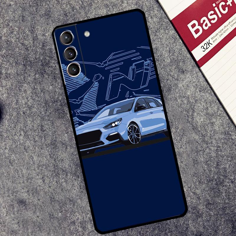 I30N Blue Car Case For Samsung Galaxy S24 S23 S22 S21 Ultra Plus Note 10 Note 20 S8 S9 S10 S20 FE Cover
