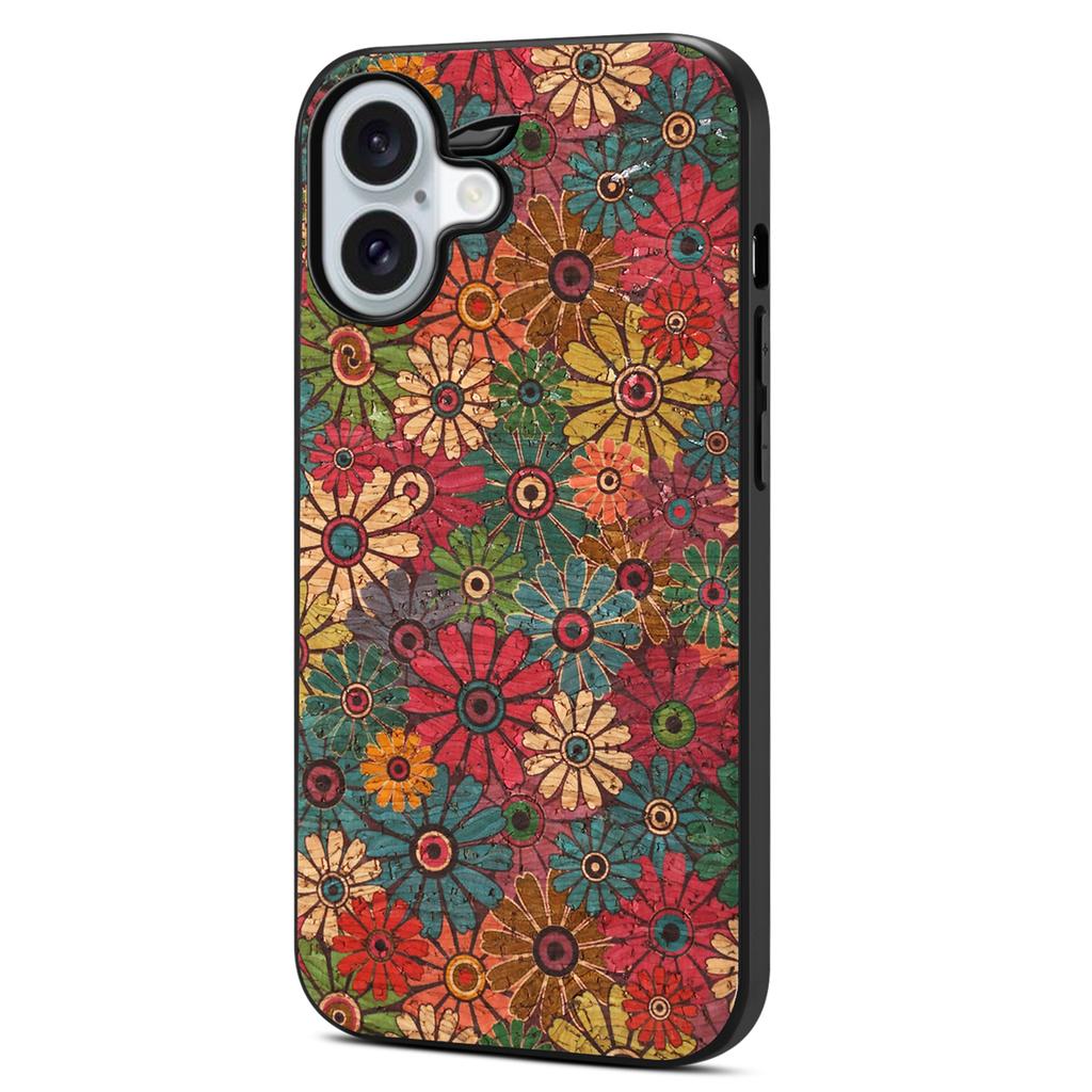 For iPhone 17 Case Flower Print PU Leather + PC + TPU Phone Cover