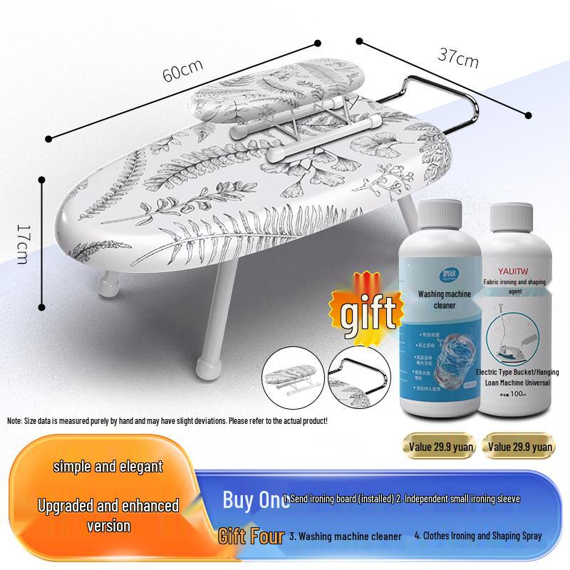 Folding Mini Ironing Board with Ironing Pad and Clothes Rack