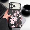 Hand-drawn Style Sakura Pattern Case For iPhone 17 Pro Max Leather Texture Soft Silicone Cover For iPhone 16 15 14 13 Pro 12 11 16E