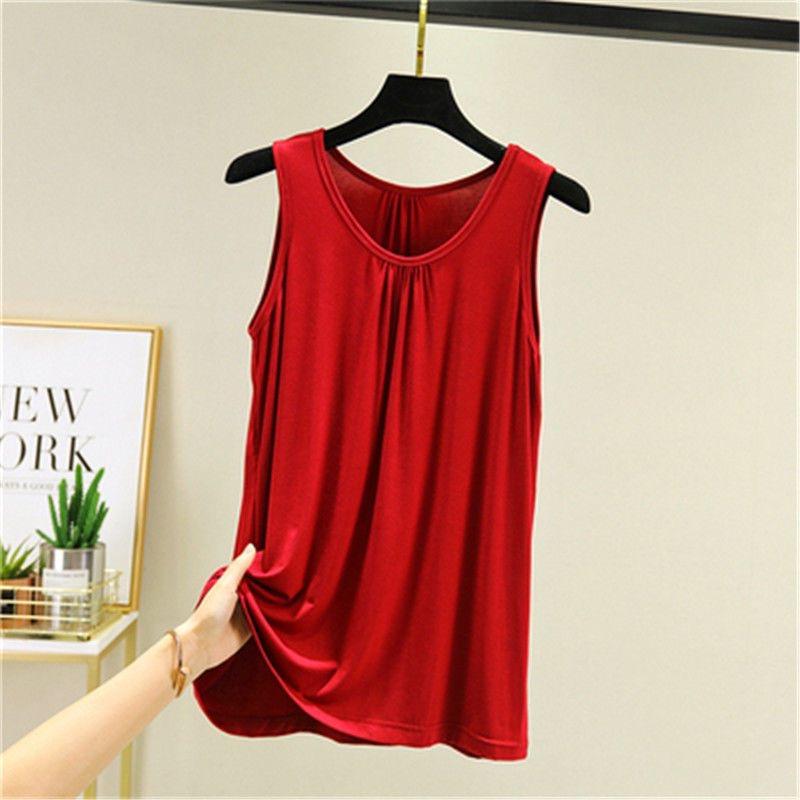 Large Sizes Women's Modal Camisole: Summer Sleeveless Loose-Fit T-Shirt-Style Top, Large Size