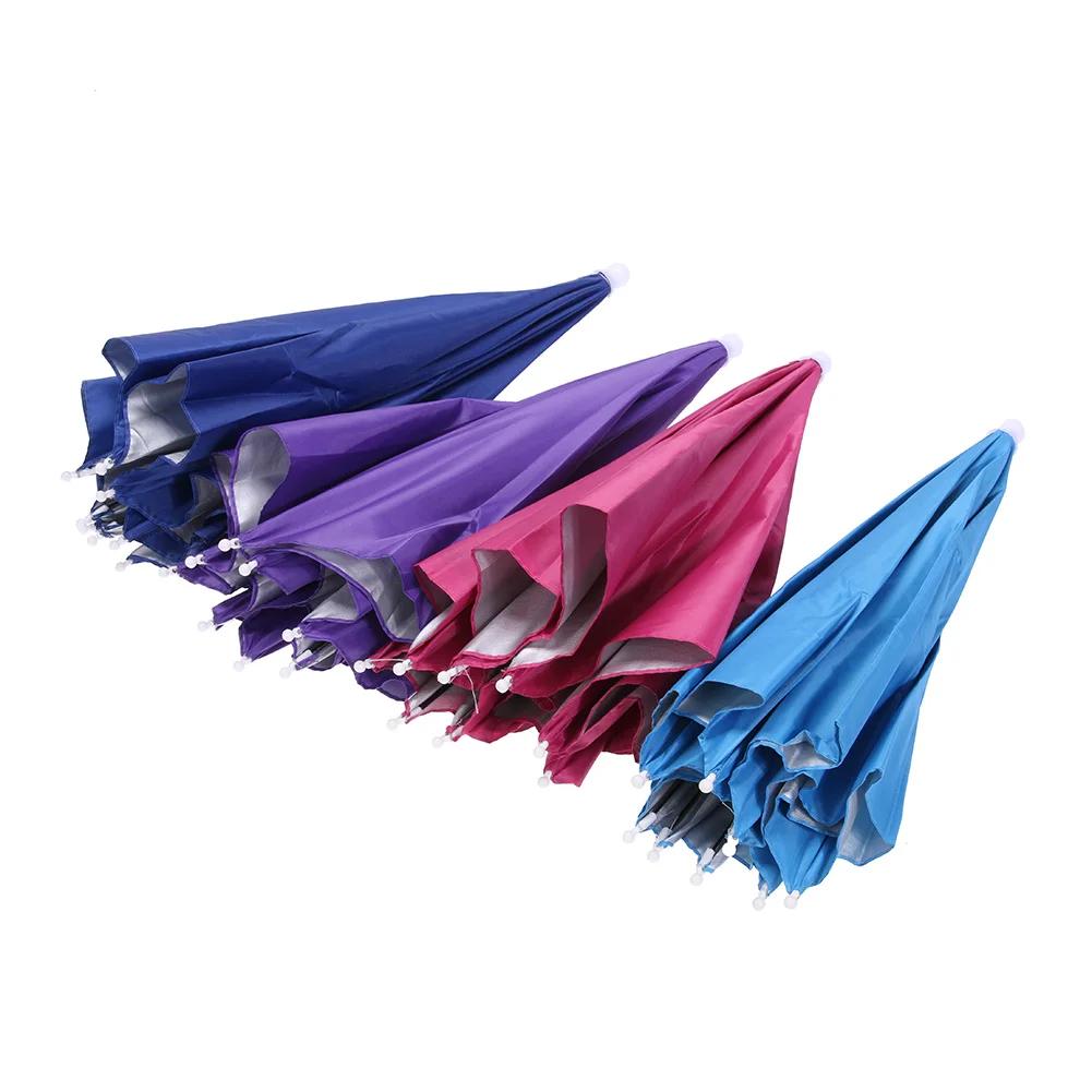 Head Umbrella with Elastic Band Anti-Rain Headwear Brolly Cap Waterproof Sunscreen Hat Umbrella Lightweight for Camping Hiking