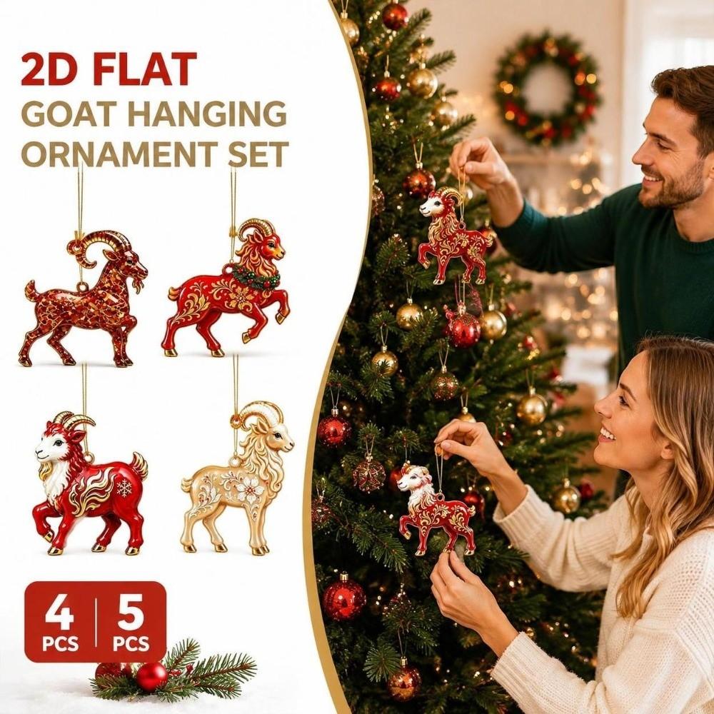 Shining Goat Pendant Acrylic Christmas Tree Ornament Animal Hanging Decoration  Holiday Party Decor