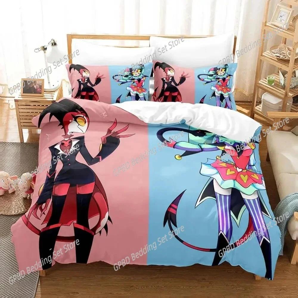 Anime Helluva Blitzo Boss 3D Bedding Set Duvet Cover Pillowcases Single Twin Full Queen King Size Home Decor Quilt Boys Gift