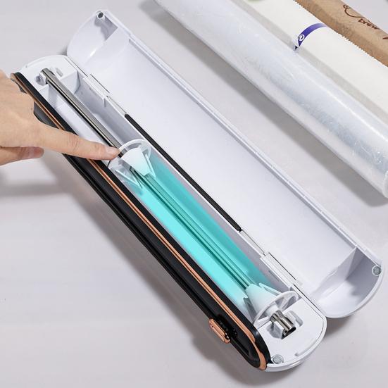 Cling Film Cutter Wall Mount Punch Free Hidden Blade Magnetic Wrap Dispenser Tear-Free Large Roll Disposable Plastic Wrap Cutting Box Kitchen Supplies