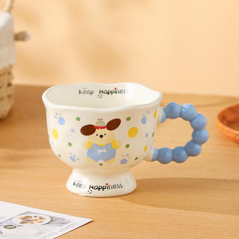 

Милая керамическая кружка в горошек, бытовая кофейная чашка, парная, мультяшная, креативная чашка для воды, керамическая чашка для завтрака 301-400ml