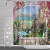 Natural Scenery Shower Curtains Seaside Mountain Landscape Bathroom Waterproof Polyester Bath Curtain Home Decoration With Hooks