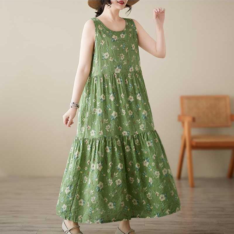 Summer Beach Dress Round-neck Sleeveless Dress