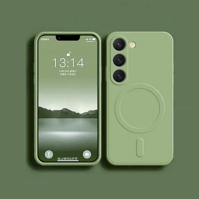 For Luxury Liquid Silicone Magnetic Case For Samsung Galaxy S24 S 24 S23 Ultra Plus S24Ultra For Magsafe Cases Wireless Charge Cover
