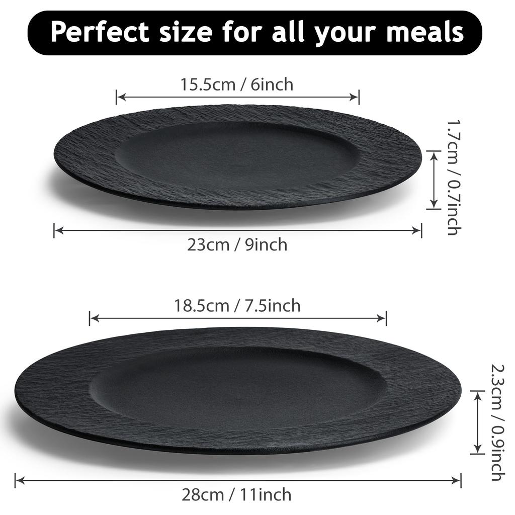 MIAMIO - 23cm, Dinner Plate Set of 4 Ceramic Plate Set, Dinnerware Set - Modern Plates, Microwave and Dishwasher Safe - Oasis Collection