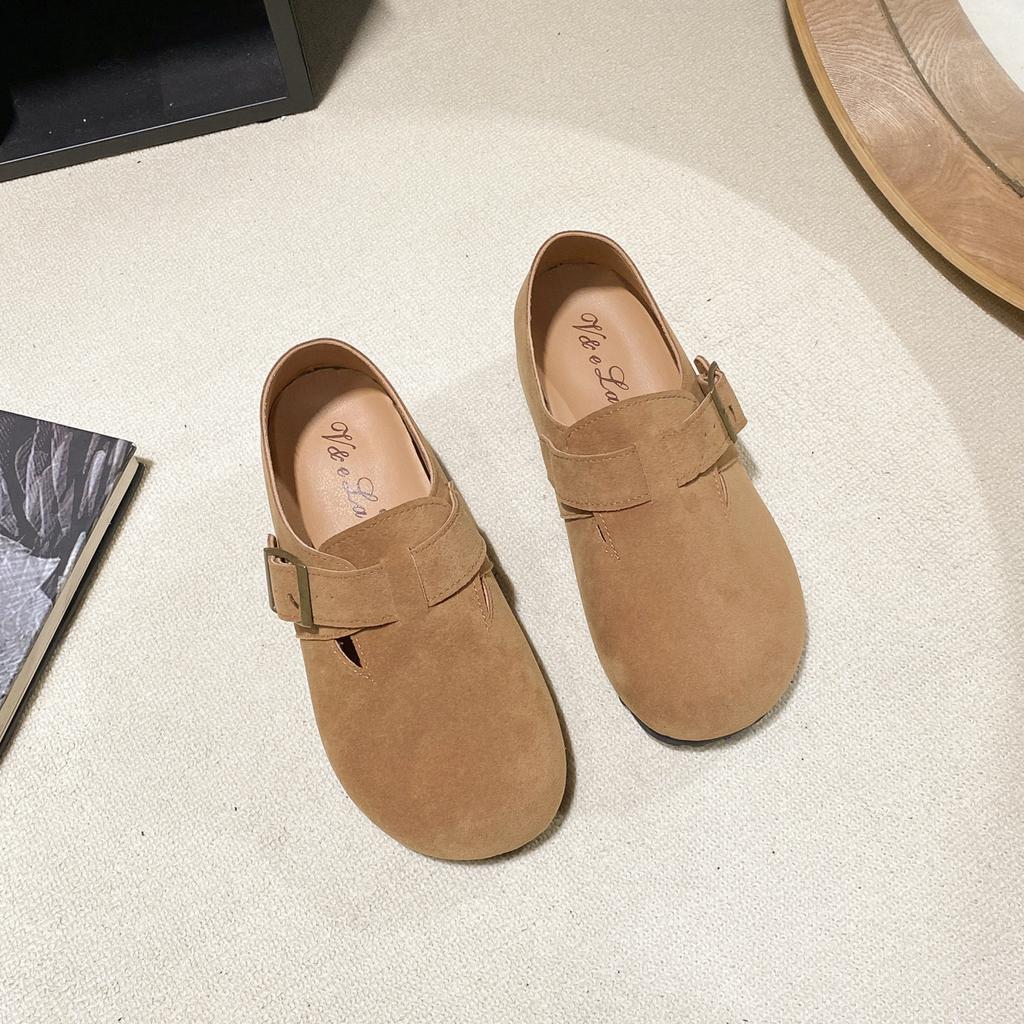 Big-headed lazy shoes Boken autumn ugly cute Boken shoes one-pedal women's 2025 retro new inner height-increasing Doudou shoes