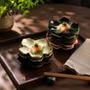 Artisanal Ceramic Condiment Dish Cherry Blossom Sauce Dish, Sushi Soy Dipping Bowl, Small Appetizer Plates Decorative Seasoning Serving for