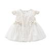 Baby Summer Short Sleeve Dress with Tulle Coverall and Hair Perfect for Pregnancy Pregnancy for School Size 6M Girl's Accessory, Gift, White, Ruffled,