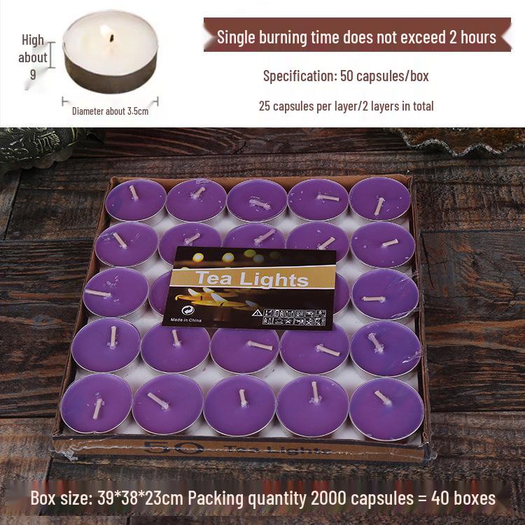 50pcs Box of Romantic Aluminum Shell Tea Candles - Creative Birthday Love Design, White Wax for Weddings & Hotels