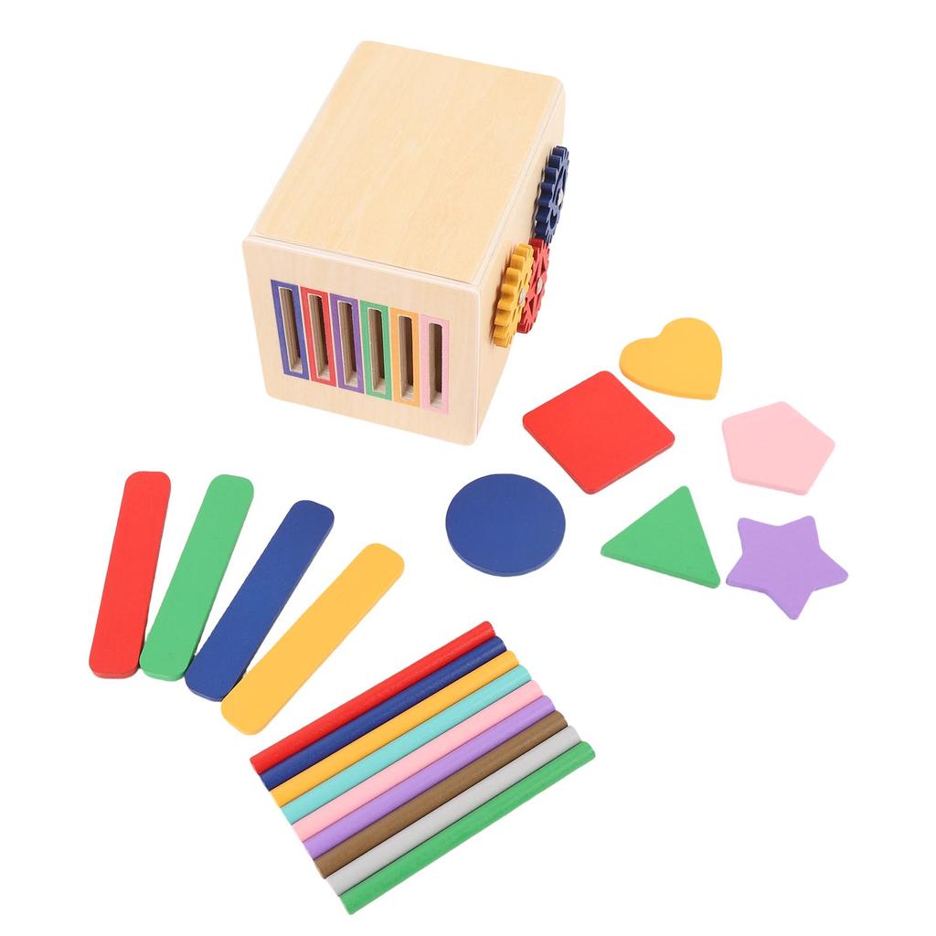 Wooden Shape Sorter Toy Early Learning Educational Color Shape Matching Cube for Toddlers