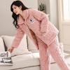 Thickened And Velvet Three-Layer Padded Pajamas Women'S Winter Coral Fleece New Large-Size Loungewear Simple And Casual