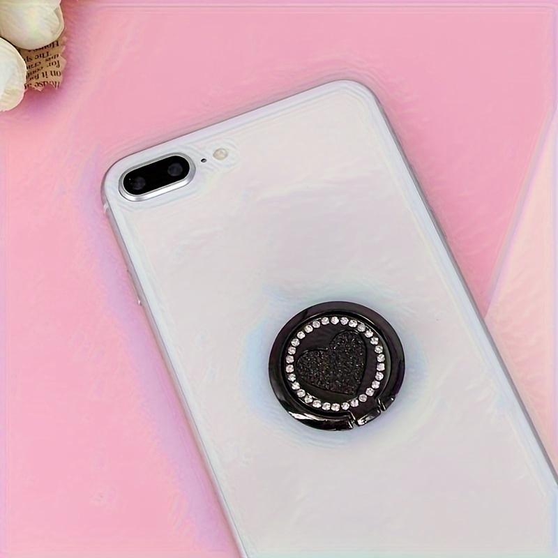 Circular Glittering Heart Metal Ring Buckle Phone Holder for Mobile Phone Car Magnetic Mount Smart Phone Accessories