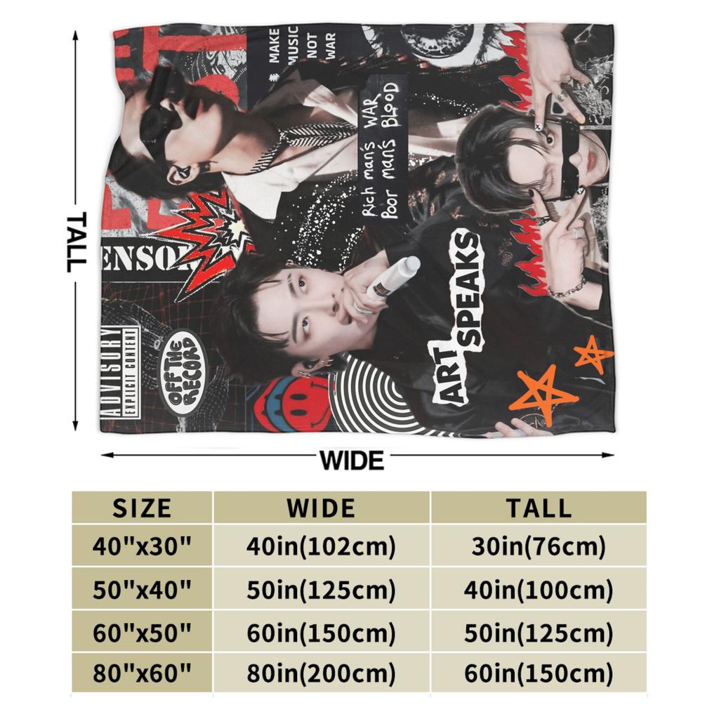 Cute Ateez Band Flannel Blanket Warm Soft Throw Blanket for Home Decor Decorative Aesthetic Bedspread Sofa Bed Cover