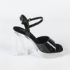 New 12CM Fashion Wedding Sexy Car Model Transparent Thick Heel Crystal Square Head Non-slip Sandals