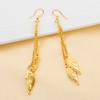 Gold Plated Cross-Border New Korean Fashion Trendy Earrings  Long Tassel Leaf Female Earrings Jewelry