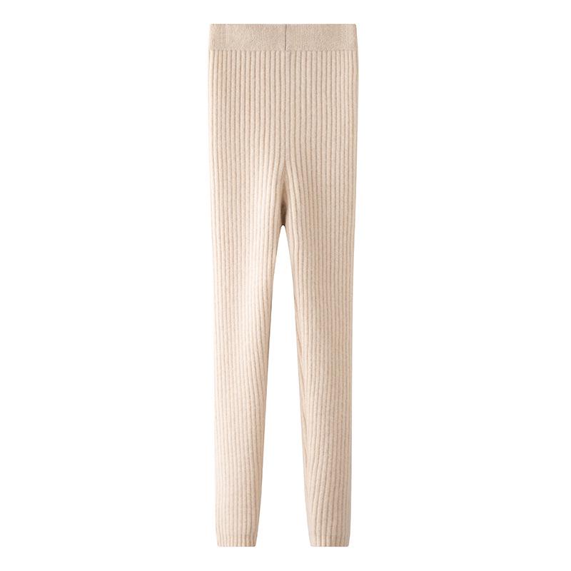 Women s Cashmere Vertical Stripe Slimming Base Layer Pants - Warm, Versatile, Casual Style for Autumn/Winter Extra Large