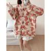 Autumn and Winter Women's Clothing Flower Jacquard Knitted Cardigan Women's Korean Version Lazy Loose Large Size Sweater Jacket