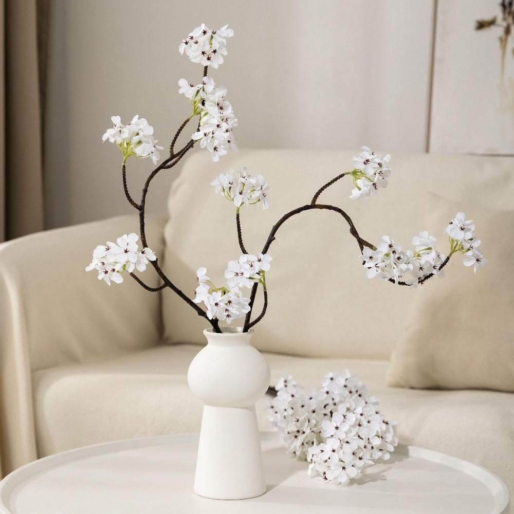 Silk Artificial Pear Blossom Branches Real Touch Pink Fake Sakura Branches Flexible Multi-Bloom