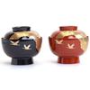 Maeju Lacquerware Zoni Bowl with Lid, Black Interior with Red Crane Design and Gold Mica, Large, 450ml, Traditional Craft, Yamanaka Lacquerware, Made