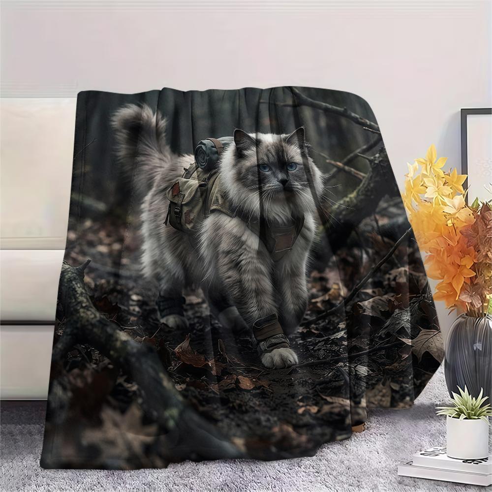 Hiking Animals Print Flannel Blanket,High Quality Comfortable for All Seasons,Home Decor,Warmth and Comfort,Perfect for Christmas Gifts