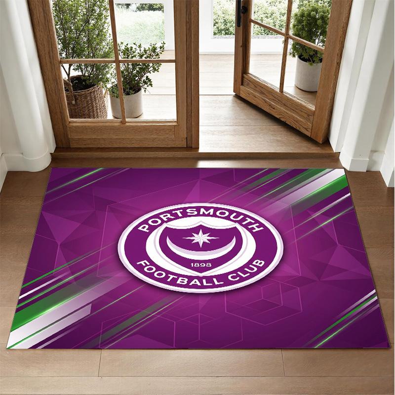 Portsmouth FC Design Kristall-Samt-Teppich Weich Dekorative Matte für Schlafzimmer Eingang